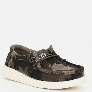 Hey Dude Wally Linen Youth Camo Loafer Slip om shoes sz Y2-L3